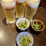 生粋チキン野郎 酒場のバクレン - 料理写真:スーパードライ　お通し（枝豆）