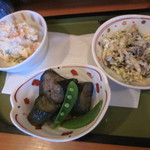 おおはま - 三種盛り　ポテサラ、揚げ茄子煮びたし、しめじとクリームチーズ