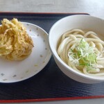安藤製麺 - かけうどん並￥270+玉ねぎ天￥120