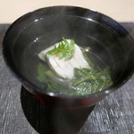 アイナメのくずたたきと芹のお椀