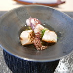 うるいとヤリイカとホタテのお浸し