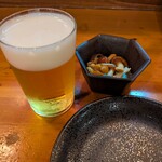 焼鳥 燈籠 - おつ生（100円）とお通し。