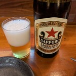 焼鳥 燈籠 - おつ生からすぐに赤星中瓶（650円）に移行。