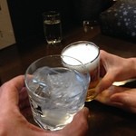 ひげ坊主 - H.27.4.8.夜 芋焼酎ロック vs 瓶ビール