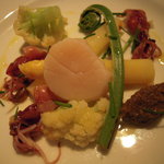 茹でたてホワイトアスパラとホタルイカ