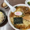食堂 多万里 - 半チャーハンラーメンセット(1,100円)と味つけ玉子(100円)