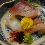 富士屋 - 季節の鮮魚盛り合わせ、でもちょこっとかな、、、