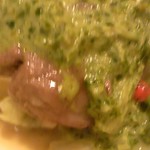 ちぃりんご - ラムのひとくちステーキ　パクチーソース(ウマ過ぎて、写メ…撮り忘れてたのに、最後の一欠けらで気付きました…)