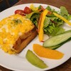 アンデルセン - 玉蜀黍のクロックムッシュプレート【単品】(税込1,012円)
①玉蜀黍のクロックムッシュ(ハム&チーズ&グラタンソース挟んだ英国パン、玉蜀黍&チーズ&グラタンソース載せ)
②野菜サラダ③旬のフルーツ