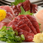 Assortment of 3 freshly prepared Kumamoto horse sashimi!