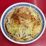 ラーメン二郎 - 料理写真:小ラーメン ぶた無し・ニンニク・アブラ・一味唐辛子