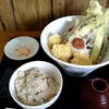 利久庵 - 梅おろしそばとホタテとひじきの炊き込みご飯