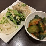焼肉ホルモンさっちゃん家 - ナムル盛合わせ680円　オイキムチ380円