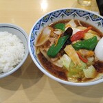 万福 - 肉そば 880円 小ライス 170円