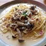 パン工房しらとり CAFEラパン - ベーコンいろいろキノコのパスタ