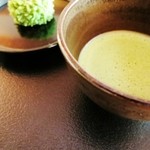 招福樓 - (お菓子)蓬のキントンと柳桜園のお薄