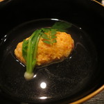 虎白 - お椀：車海老真丈 芽蕪