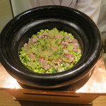 虎白 - 食事：牛と春野菜の炊込みご飯