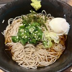 文殊 - 夏の冷やしオクラ温玉そば