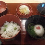 喜泉 - 豆ごはん、甘鯛の真薯、香の物