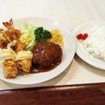 象屋 - 海老フライ＆ハンバーグ950円+ライス150円