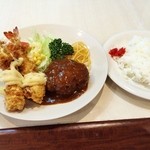 象屋 - 海老フライ＆ハンバーグ950円+ライス150円