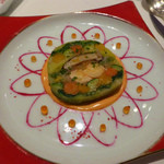 モナリザ - ２０１５年３月　春野菜とオマール海老の温かいテリーヌ仕立て。赤パプリカソース