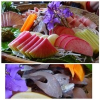 飴源 - 鯉のせごしはこれまで食べず嫌いでしたが、美味しいものですね。
                自家製野菜も新鮮で美味しいこと。