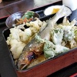 めんや 木の子茶屋 - 鮎の塩焼きと天ぷらを一緒に食べれるなんて、すっごく嬉しい♪