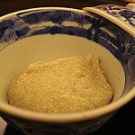 由庵 矢もり - 綺麗な緑色をした「そばがき」まずはそのまま、好みで生山葵/塩を添えて…