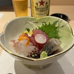 くずし割烹 五代目 井善 - お造り三種盛り(マグロ、コチ、シメサバ)