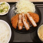 松のや - 料理写真:超厚切りリブロースかつ定食＋お新香