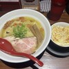 麺彩RASEN - シーフード出汁の冷やしペペロンらーめん大盛、炙りチーズごはん