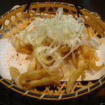 Kuu - 子持ち白魚の天ぷら山椒七味がけ580円