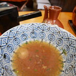 出雲屋 - 蕎麦湯で出汁割りー！旨すぎるのにも、程があるっ☆