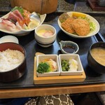 はな膳 - 料理写真:刺し身・ひれかつ御膳 2,400円税抜。