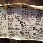 Horumon Hirata - 店舗外に貼り出してある肉類メニューです。