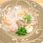 はてなのちゃわん - 淡路由良産天然鯛うす造り￥９８０☆♪