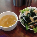 BAR of TOKYO - 2015年3月13日  サラダとスープ。生姜ドレッシングが美味しいんだよね(^ ^)