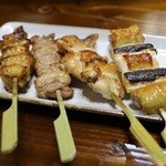 やまと家 - 比内地鶏串焼き（ぺた、せせり、ふりそで、ねぎま）