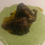 開化亭 - 黒アワビに肝ソースにチンゲン菜のソース