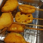 元祖串かつ 恵美須商店 - 玉ねぎ、レンコン、サツマイモ
