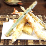 福助 - 海老天せいろ（海老2本と野菜の天ぷら5品）1950円