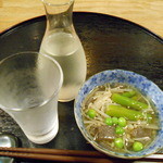 京風おでん楽 - お通し、冷酒
