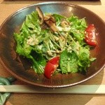 蕎麦 やすたけ - 「おもてなし膳」のそばサラダアップ　　H27.4.19撮影