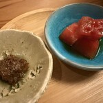 SAKEと肴 智くら - 松阪牛の佃煮 スイカの中華風漬物