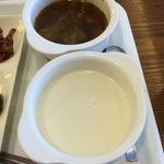 函館湯の川 啄木亭 - 【2015年03月】奥はスープカレー、手前はポタージュ。