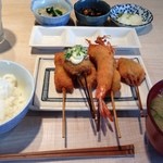 串揚げ×おばちゃん割烹 経堂 ただいま - ランチ　串揚げ6本盛