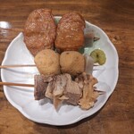 居酒屋 縁結 - おでん(野菜天、がんも、牛すじ)