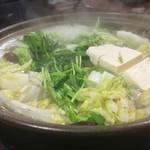 Shinzan - 『しゃぶしゃぶ野菜』様（肉料金に含まれます）豆腐にシイタケ！ネギなど定番の鍋野菜で出汁が野菜の甘味まで含んで最高の状態からの～